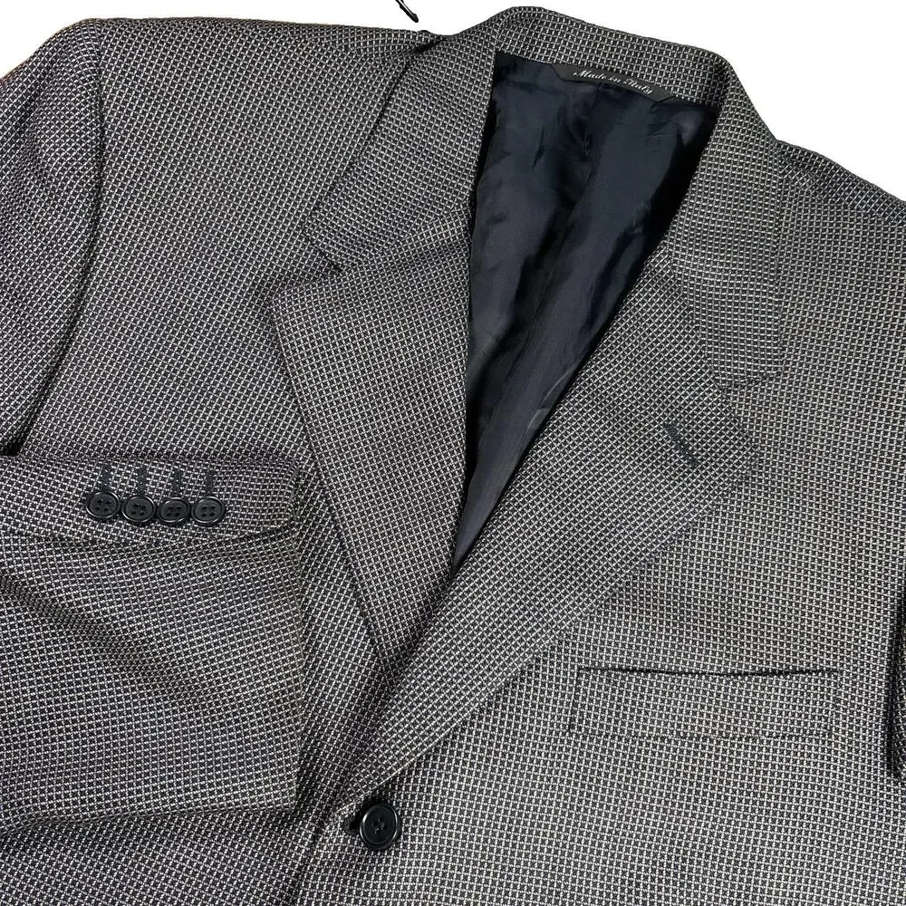 Canali Silk Wool Blazer Mens 46R US (56R Italy) Black Check Sport Coat Jacket